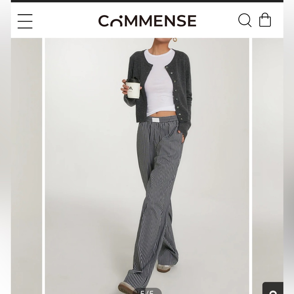 Commense Wide Leg Black and White Pants with Relaxed Fit